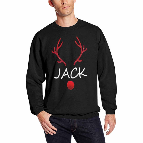 Personalized Name Antlers Family Matching Ugly Christmas Sweatshirt, Gift For Christmas Custom Name Sweatshirt, Ugly Family Sweatshirts