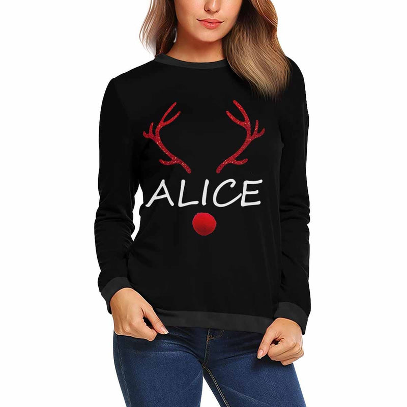 Personalized Name Antlers Family Matching Ugly Christmas Sweatshirt, Gift For Christmas Custom Name Sweatshirt, Ugly Family Sweatshirts