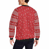 Personalized Pet Face Snowflake Elk Red Ugly Men's Christmas Sweatshirts, Gift For Christmas Custom face Sweatshirt, Ugly Couple Sweatshirts