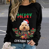 Personalized Pet Face&Text Wikimedia Commons Ugly Women's Christmas Sweatshirts, Gift For Christmas Custom face Sweatshirt, Ugly Couple Sweatshirts