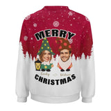 Personalized Face&Name Couple Snowflake Funny Ugly Women's Christmas Sweatshirts, Gift For Christmas Custom face Sweatshirt, Ugly Couple Sweatshirts