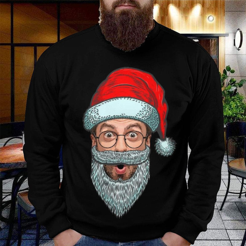 Personalized Face Santa Claus Ugly Men's Christmas Sweatshirts, Gift For Christmas Custom face Sweatshirt, Ugly Couple Sweatshirts