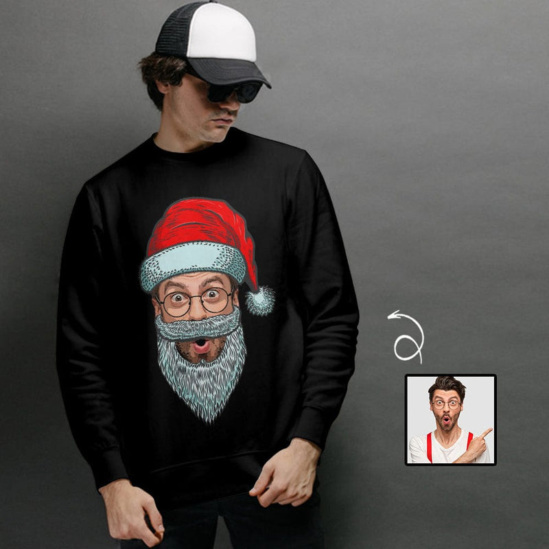 Personalized Face Santa Claus Ugly Men's Christmas Sweatshirts, Gift For Christmas Custom face Sweatshirt, Ugly Couple Sweatshirts