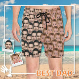 Custom Face Drawstring Swim Trunk Print Face Seamless Father & Baby Men's Quick Dry Swim Shorts Gift for Father's Day