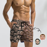 Custom Face Seamless Father Baby Mens Swim Shorts Funny Swim Trunks