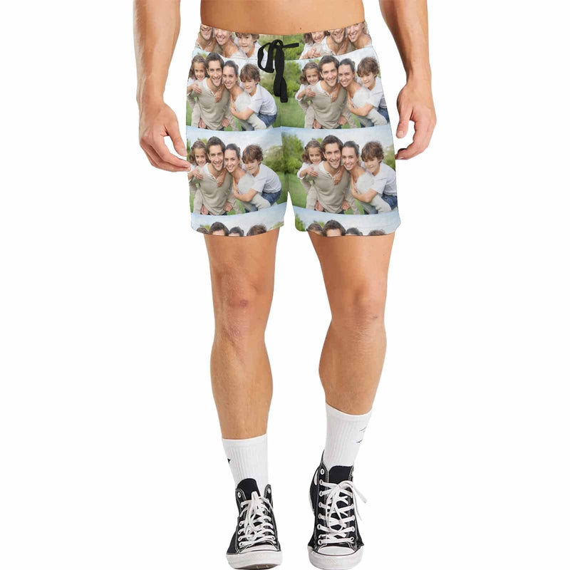 Custom Photo Swim Trunks Personalized Family Happy Pictures Men's Quick Dry Swim Shorts