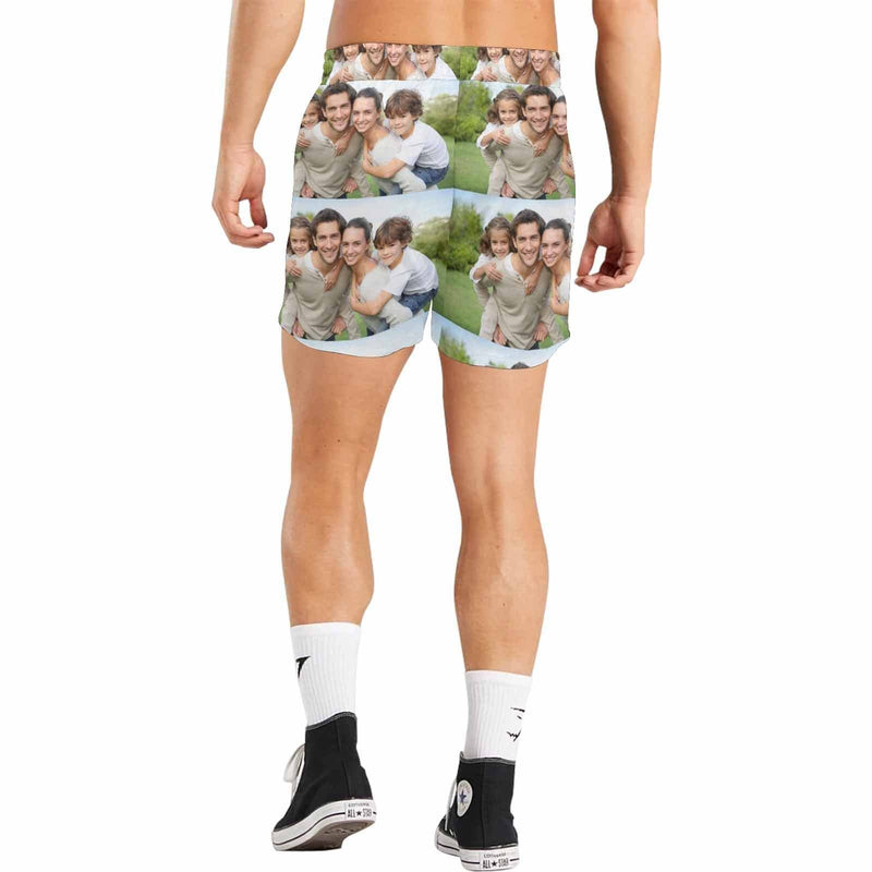 Custom Photo Swim Trunks Personalized Family Happy Pictures Men's Quick Dry Swim Shorts