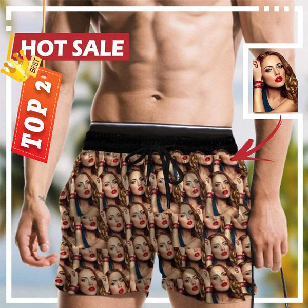 Custom Face All Mens Swimming Shorts Personalized Funny Swim Trunks