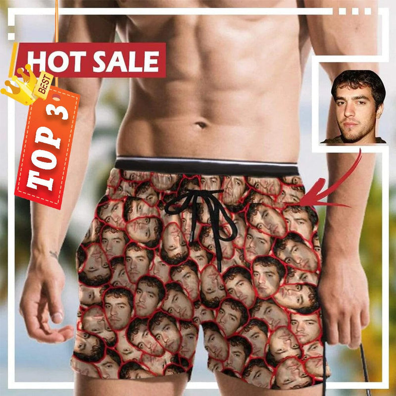 Custom Face All You Men's Swim Shorts Personalized Funny Swim Trunks