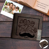 Custom Photo Happy Day Leather Wallet Men Personalized Engraved Wallet