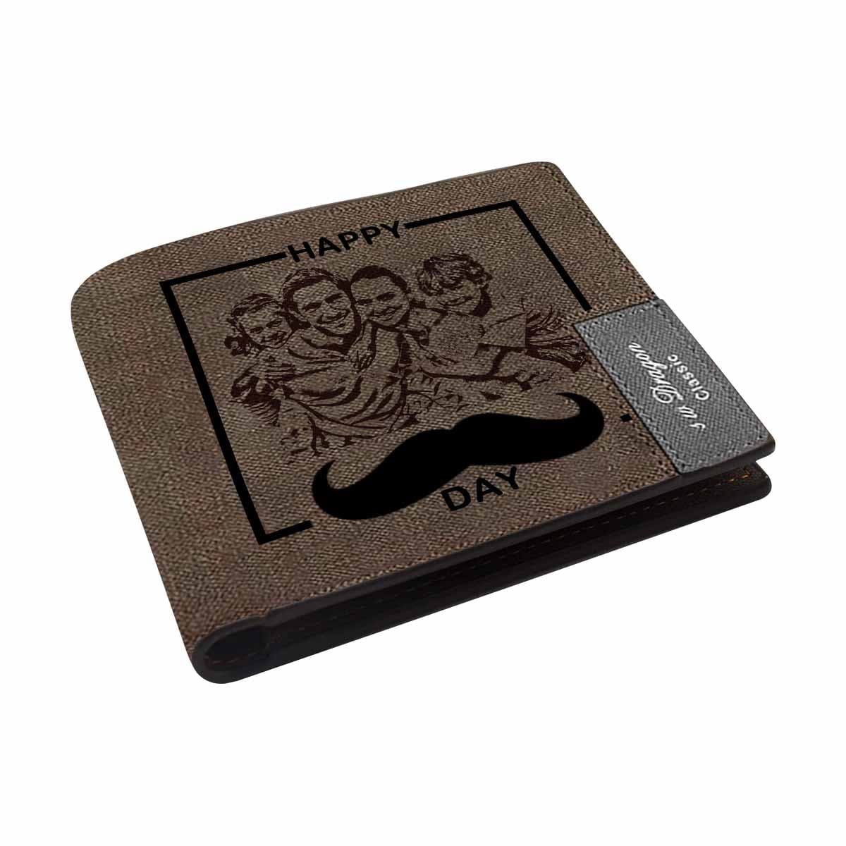 Father's Day Gifts | Custom Photo Family Happy Day Engraved Bifold Men's Leather Wallet Personalized Photo Wallet For Dad-Put Your Photo On Wallet