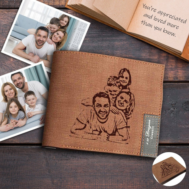 Custom Photo Wallet Happiness Family Time Personalized Engraved Wallet