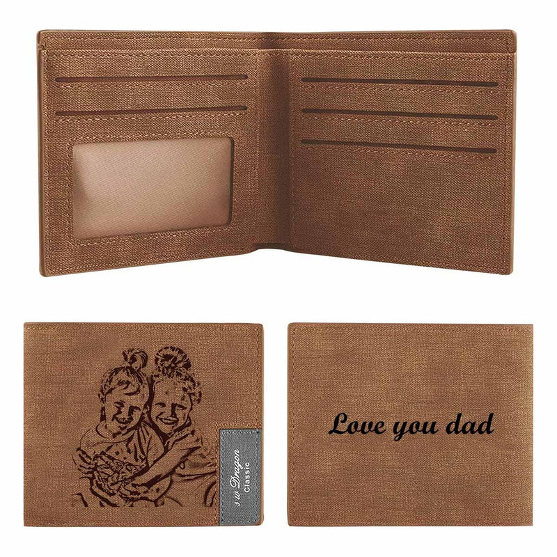 Custom Photo My Cute Baby Leather Wallet Personalized Photo Engraved Bifold Men's Leather Wallet Personalized Photo Wallet For Dad Anniversary Gift for Him