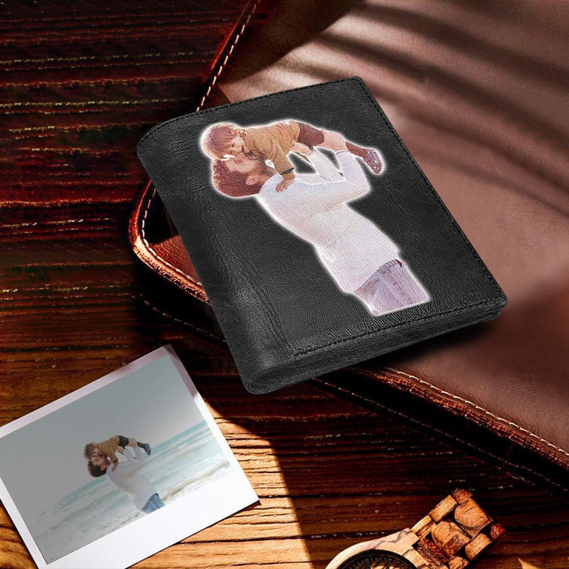 Custom Photo Kiss Love Genuine Leather Wallet Personalized Mens Wallet