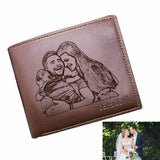 Father's Day Gifts | Personalized Photo Family Laughter Engraved Bifold Men's Leather Wallet Personalized Photo Wallet For Dad-Put Your Photo On Wallet