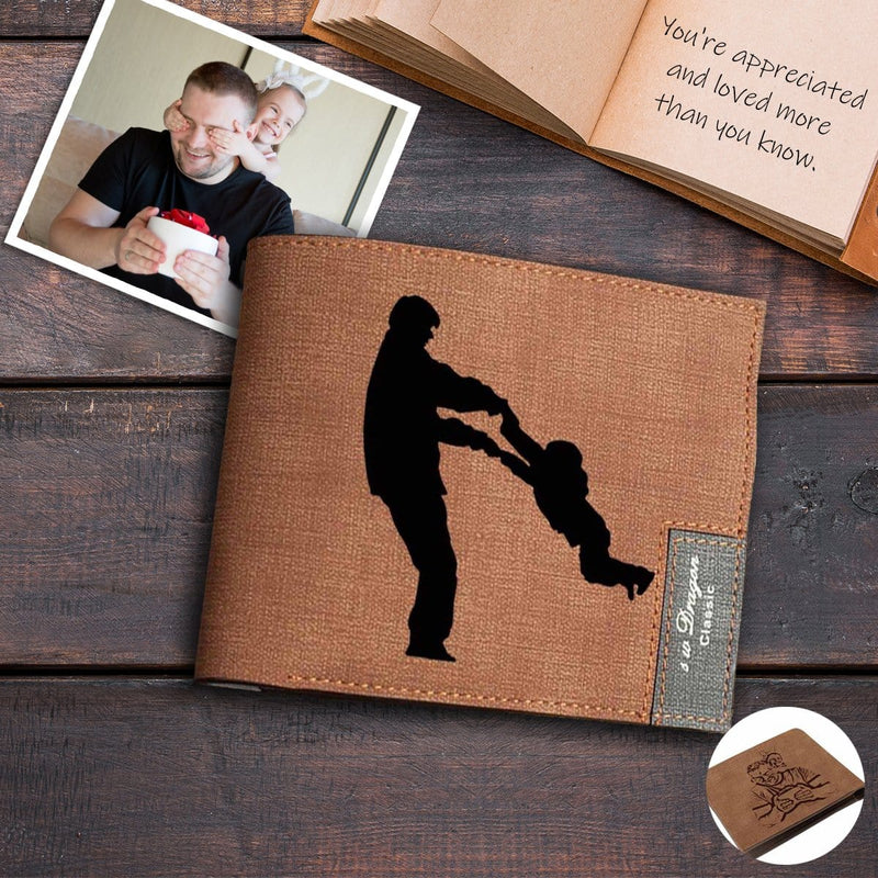 Personalized Photo Happy Time With Father Custom Engraved Men's Wallet