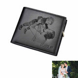 Father's Day Gifts | Personalized Photo&Name Wallet Dad Hold Up Baby Engraved Bifold Men's Leather Wallet Personalized Photo Wallet For Dad-Put Your Photo On Wallet