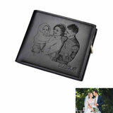 Father's Day Gifts | Personalized Photo Wallet Happy Family Time Engraved Bifold Men's Leather Wallet Personalized Photo Wallet For Dad-Put Your Photo On Wallet