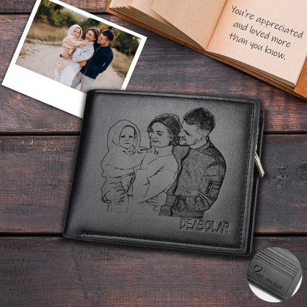 Personalized Photo Wallet Happy Family Time Custom Mens Leather Wallet