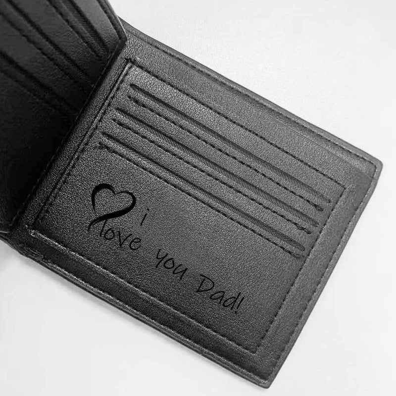 Father's Day Gifts | Personalized Photo Wallet Happy Family Time Engraved Bifold Men's Leather Wallet Personalized Photo Wallet For Dad-Put Your Photo On Wallet