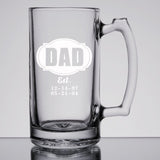 Personalized Beer Mug Glasses 16 OZ Custom Date Beer Glass for Father's Day Personalized Gift For Dad Him