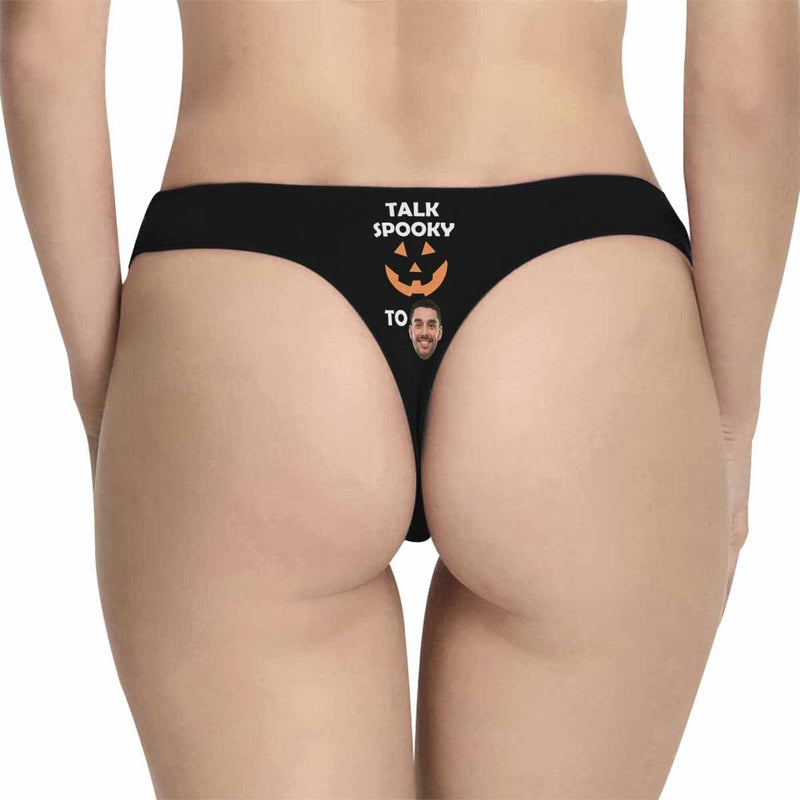 Personalized Underwear for Her Custom Face Talk Spooky Women's Classic Thongs