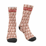 FacePajamas Sublimated Crew Socks 1 Custom Face&Name Socks Faces On Socks Personalized Photo Cute Baby Sublimated Crew Socks