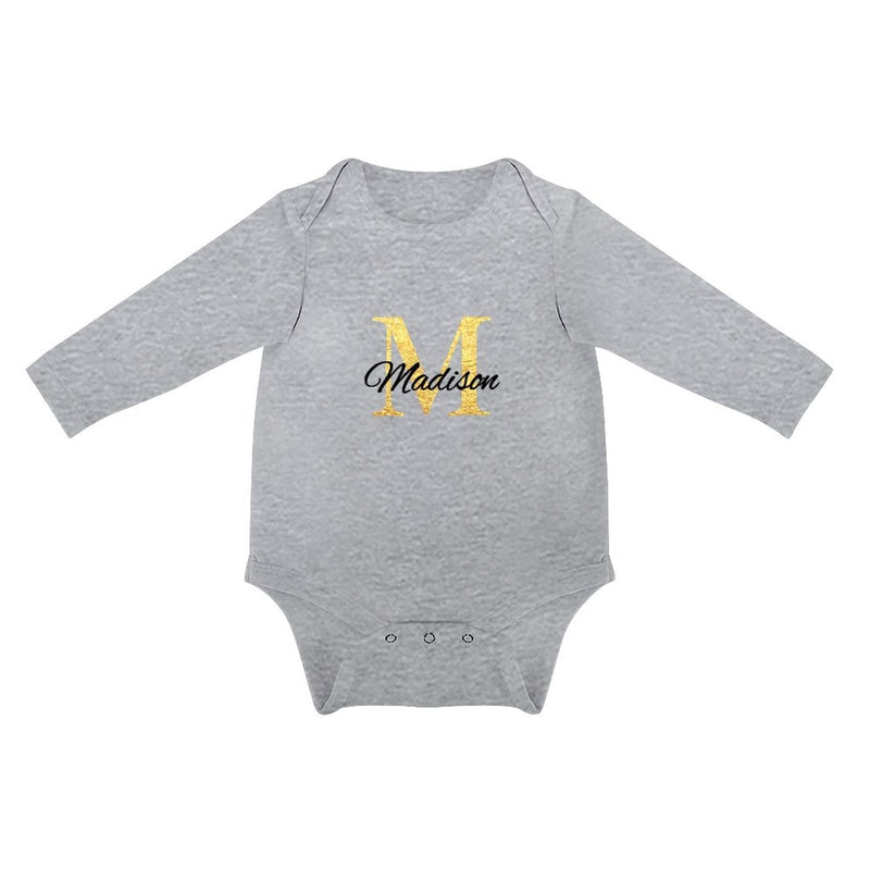 FacePajamas Baby Pajama 3months / Gray Custom Name Best Wish Infant Bodysuit One Piece Jumpsuit Personalized Long Sleeve Rompers Baby Clothes