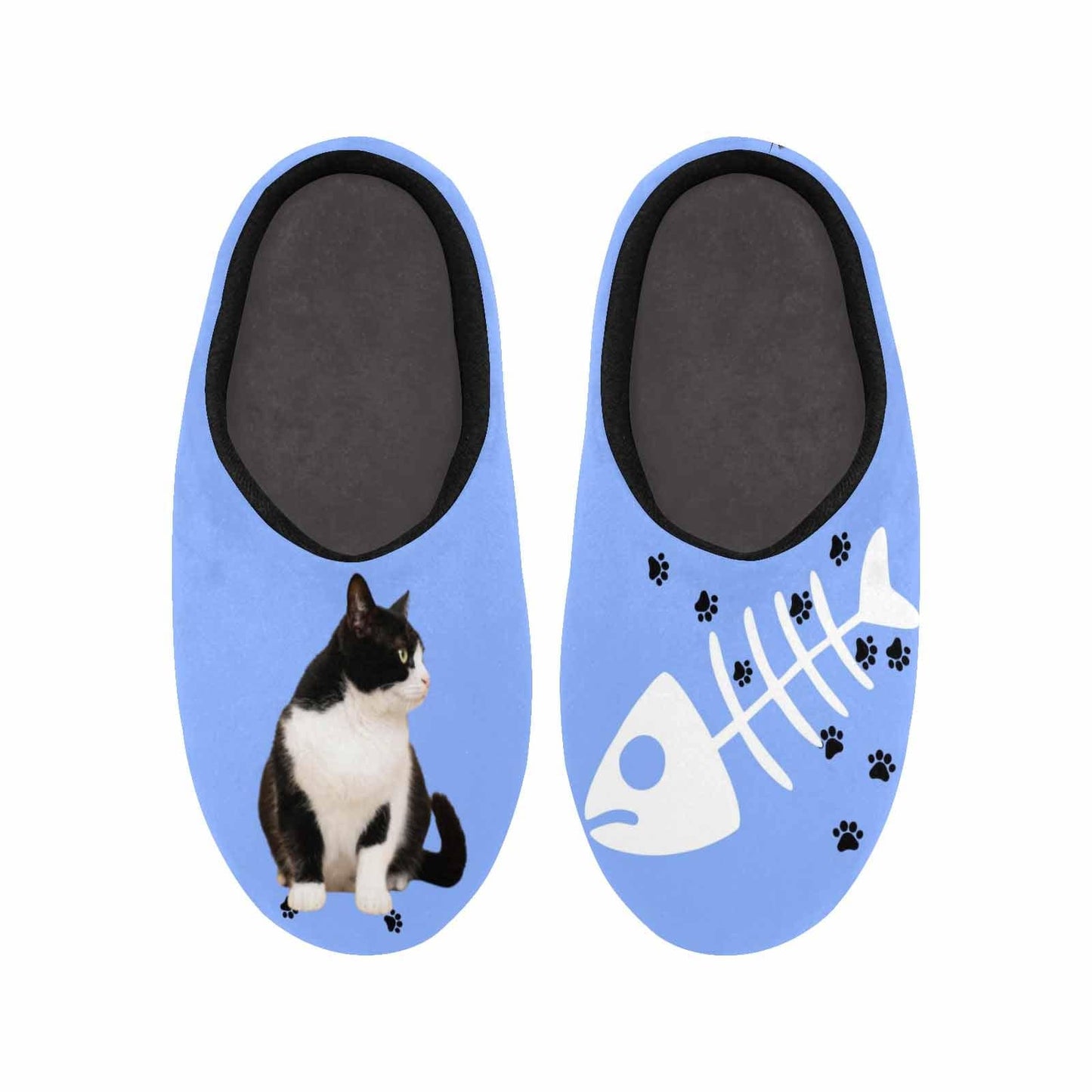 FacePajamas Slippers Couple Gift Custom Pet Face Cat Bone All Over Print Personalized Non-Slip Cotton Slippers For Girlfriend Boyfriend