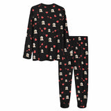 FacePajamas Custom Black Women's Long Crew Neck Pajama Set Valentine's Day with My Special Sweetheart