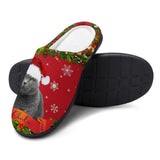 FacePajamas Slippers-2YX-SDS Custom Cat's Photo  & Name Christmas Hat All Over Print Cotton Slippers