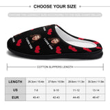 FacePajamas Slippers-2YX-SDS Custom Face Love Heart Men's All Over Print Cotton Slippers