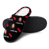 FacePajamas Slippers-2YX-SDS Custom Face Love Heart Men's All Over Print Cotton Slippers