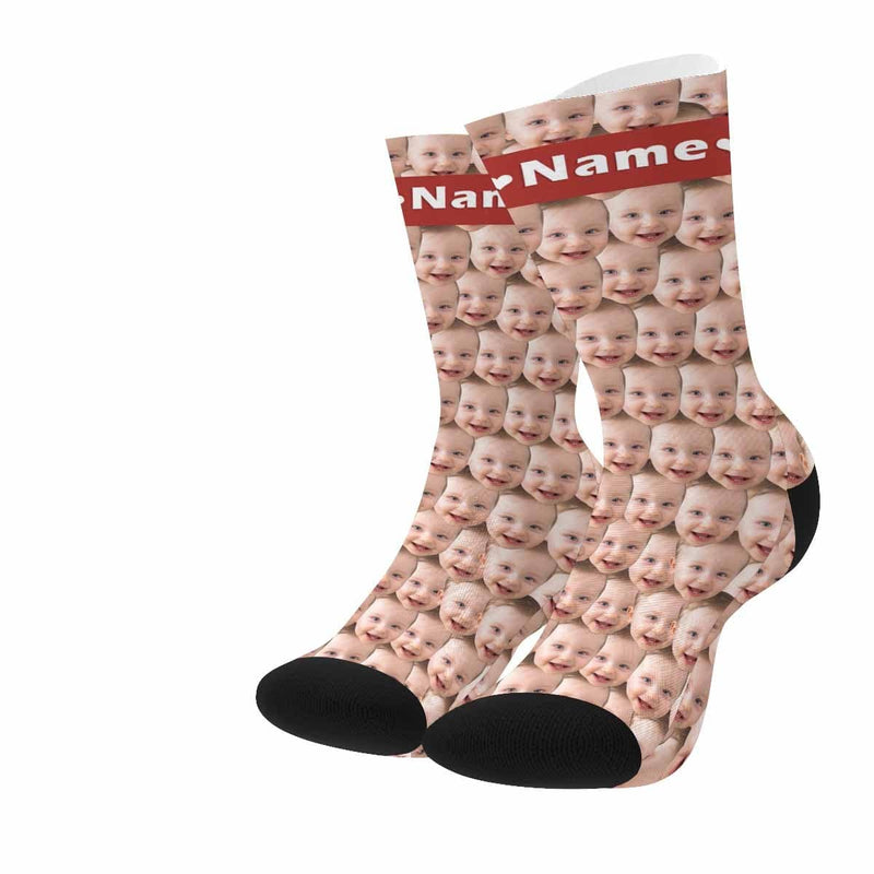 FacePajamas Sublimated Crew Socks Custom Face&Name Socks Faces On Socks Personalized Photo Cute Baby Sublimated Crew Socks