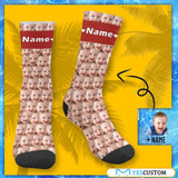 FacePajamas Sublimated Crew Socks Custom Face&Name Socks Faces On Socks Personalized Photo Cute Baby Sublimated Crew Socks