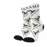 FacePajamas Sublimated Crew Socks Custom Face&Name&Text Socks Personalized Black White Sublimated Crew Socks Unisex Gift for Men Women