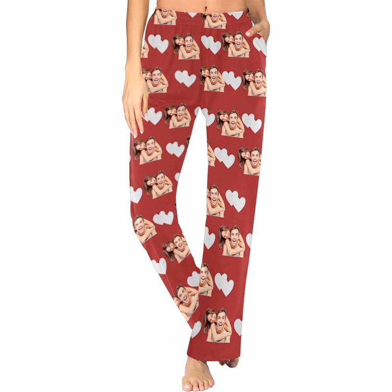 FacePajamas Custom Face Pajama Pants Love Photo Couples Sleepwear for Women & Men