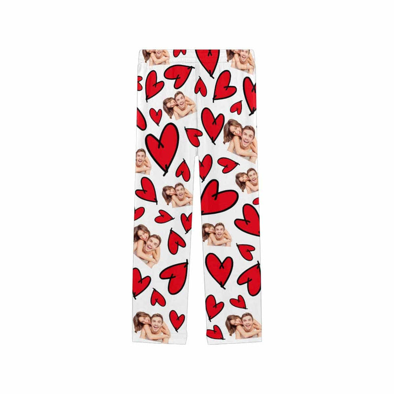 FacePajamas Pajama Pants Custom Face Pajama Pants Red Heart Sleepwear for Men & Women