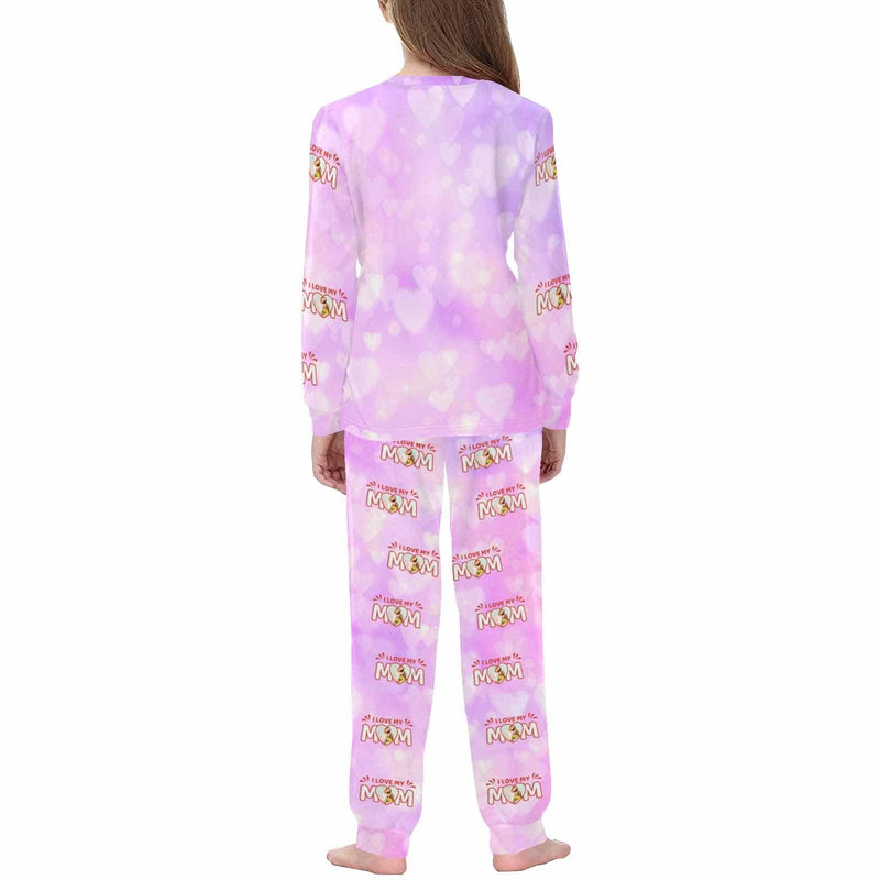 FacePajamas 387560669431 Custom Face Pajamas Sets Pink Purple Heart Love Mom Mother-kid Matching Nightwear Mother's Day & Birthday Gift