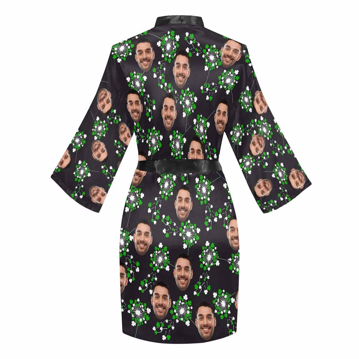 FacePajamas Pajama Custom Face Shamrock Dandelion Women's Short Pajama Kimono Robe