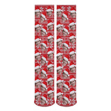 FacePajamas Sublimated Crew Socks-2WH-SDS Custom Face Sublimated Crew Socks Red Hat Socks Personalized Funny Photo Socks Gift for Christmas