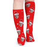 FacePajamas Sublimated Crew Socks-2WH-SDS Custom Face Sublimated Crew Socks Red Socks Personalized Funny Photo Socks Gift for Christmas