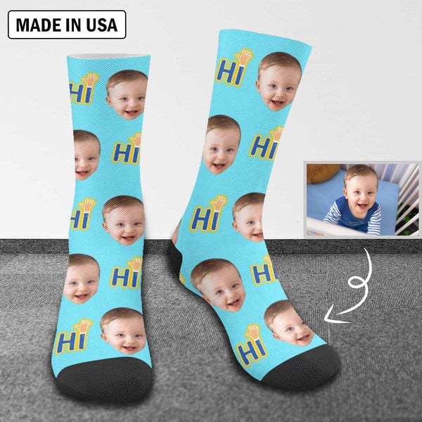 FacePajamas Sublimated Crew Socks Custom Faces Letter Socks Personalized Picture Sublimated Crew Socks Unisex Gift for Men Women