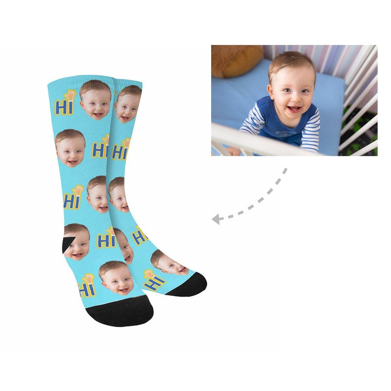 FacePajamas Sublimated Crew Socks Custom Faces Letter Socks Personalized Picture Sublimated Crew Socks Unisex Gift for Men Women