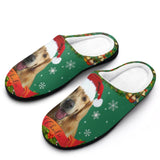 FacePajamas Slippers-2YX-SDS Custom Pet's Photo  & Name Christmas Hat All Over Print Cotton Slippers