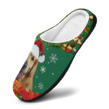 FacePajamas Slippers-2YX-SDS Custom Pet's Photo  & Name Christmas Hat All Over Print Cotton Slippers