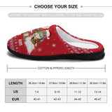 FacePajamas Slippers-2YX-SDS Custom Pet's Photo  & Name Christmas Hat Red All Over Print Cotton Slippers