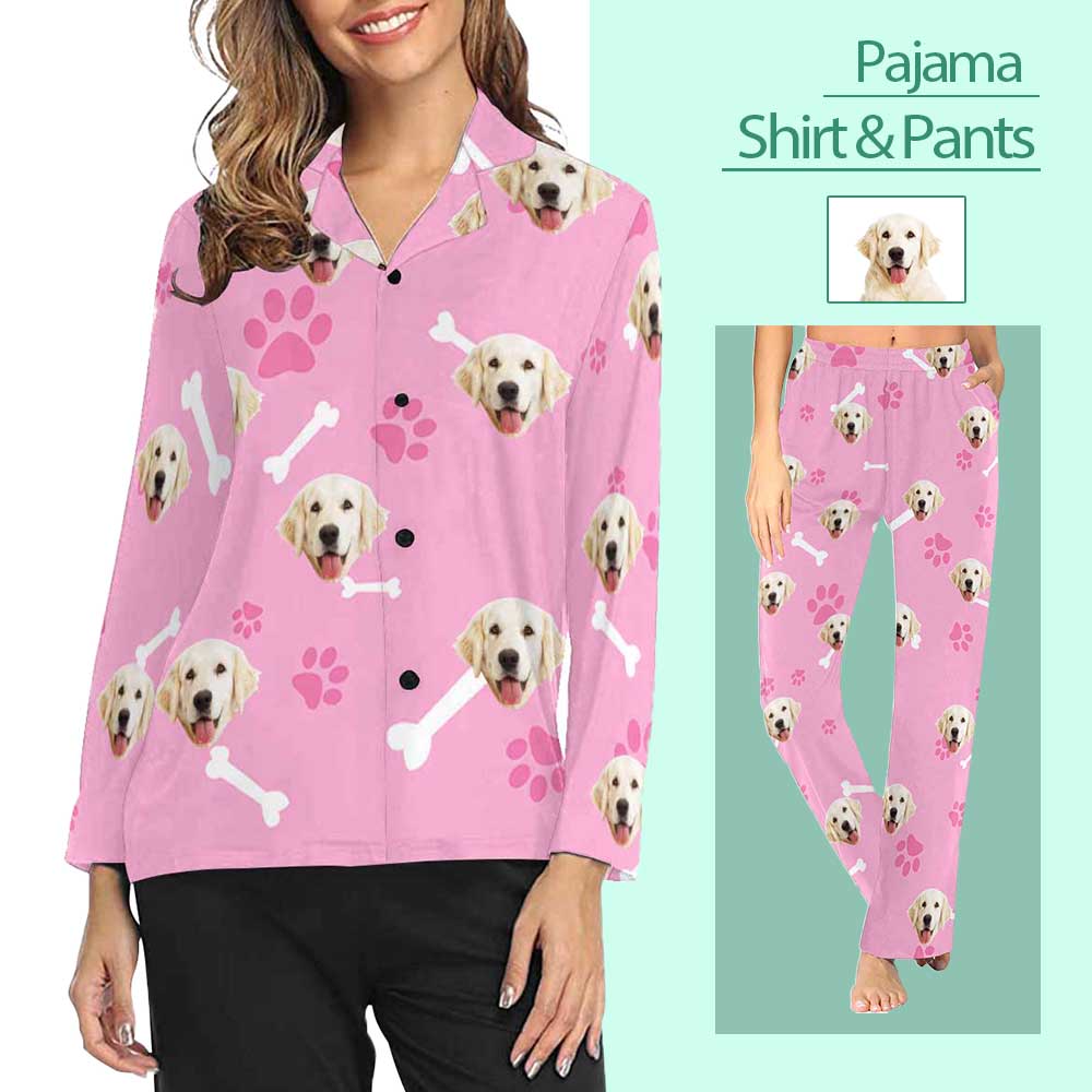 Custom Face Pajama Sets My Pet Dog Face on Pajama Shirt&Pant