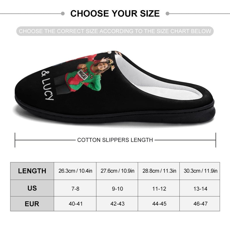 FacePajamas Slippers-2YX-SDS Custom Photo&Name Couples Men's All Over Print Cotton Slippers