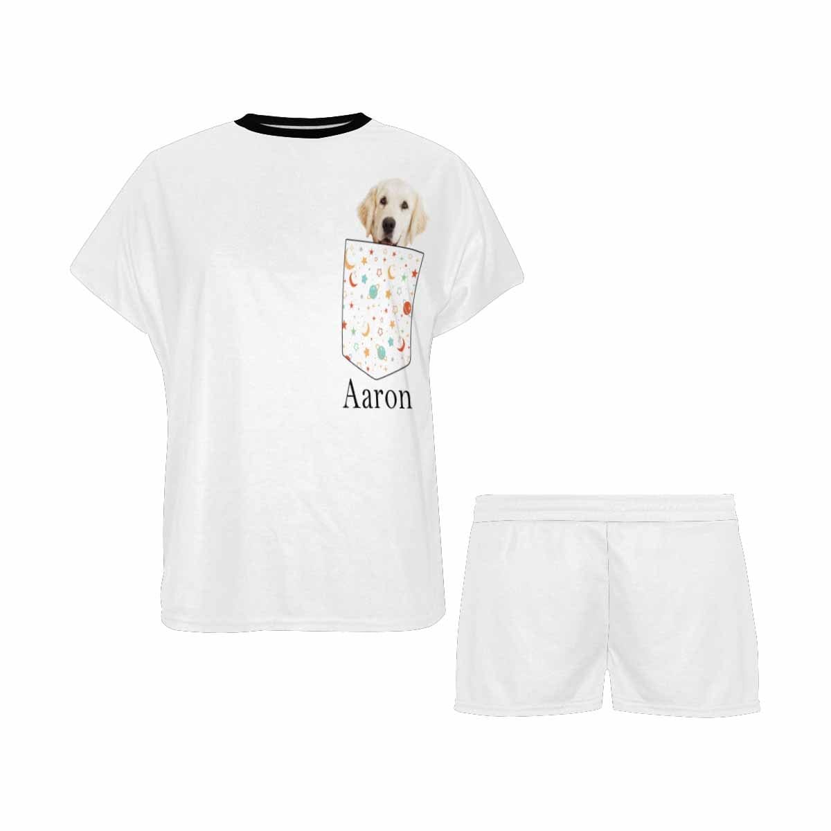 FacePajamas Pajama Custom Photo&Name Pajamas Pocket Pet  Sleepwear Personalized Women's Short Pajama Set